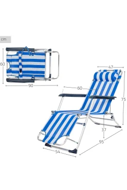 Espreguiçadeira De Praia Dobrável Multiposições Com Almofada Aktive