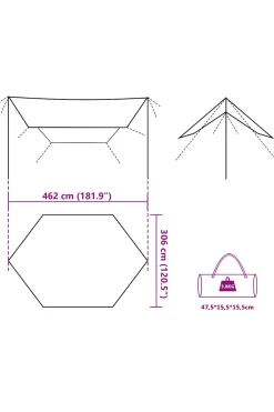 Lona De Campismo 462x306x211 CM Vidaxl Impermeável