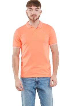 Polo De Manga Curta Homem Kappa Logo Ezio Slim. Laranja