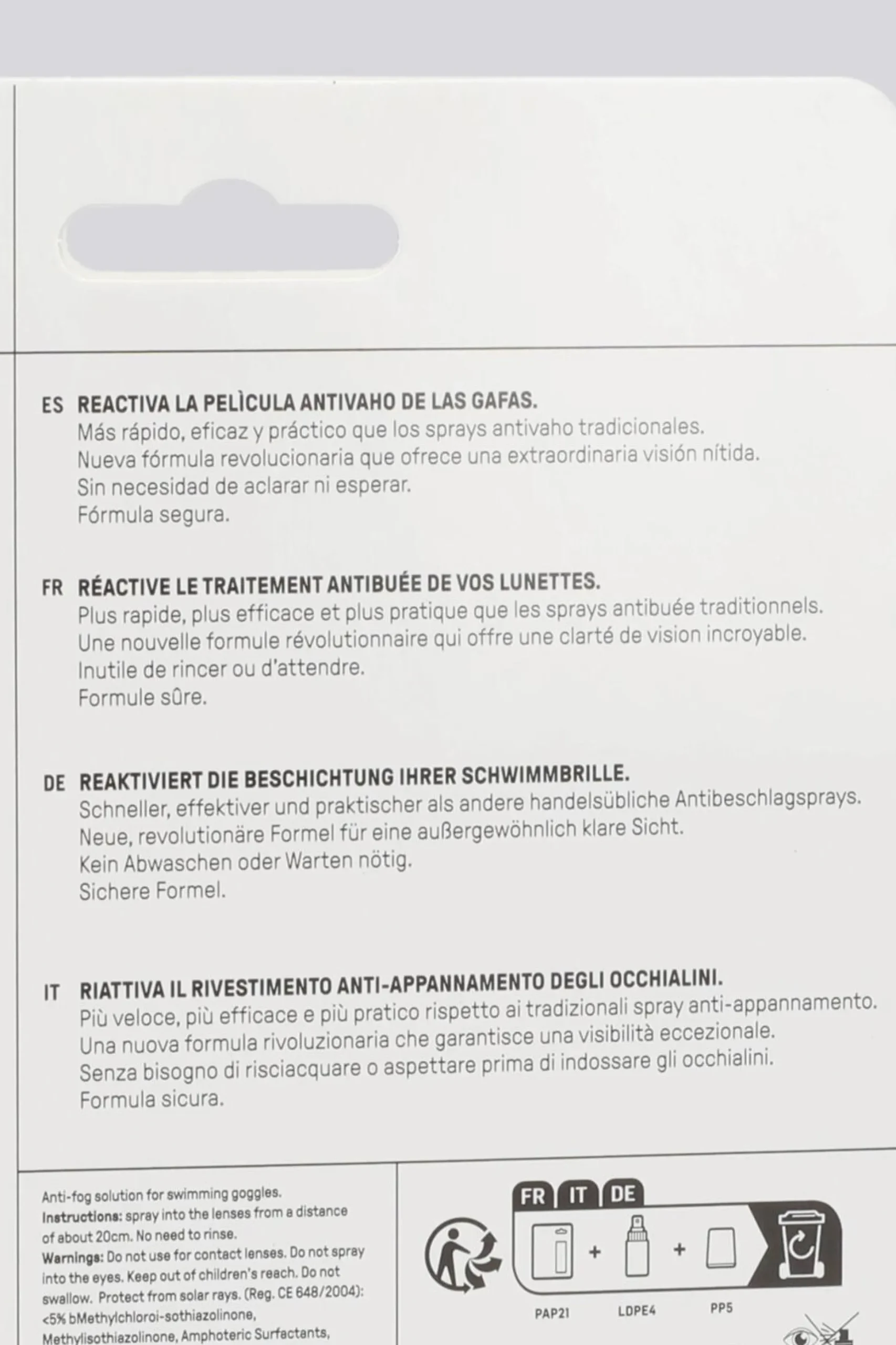 Spray Antiembaciamento Óculos Arena