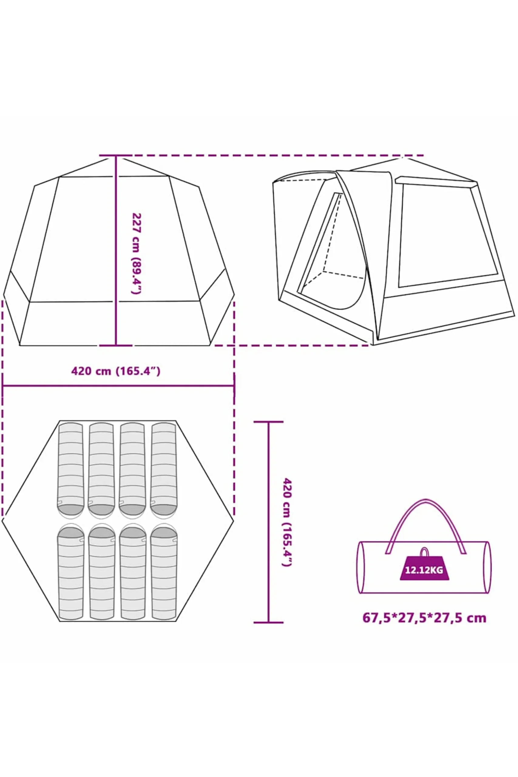 Tenda Camping Vidaxl 420 X 420 X 227 CM