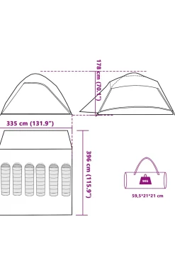 Tenda De Campismo Vidaxl Tecido Opaco Impermeável 335x396x178 CM