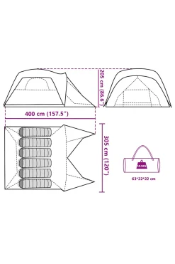 Tenda Familiar C/ Avançado Para 6 Pessoas Vidaxl Impermeável 305 X 400 X 205 CM