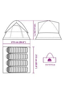 Tenda Vidaxl Iglu Para 4 Pessoas 215x213x149/154 CM